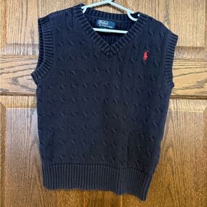 Polo by Ralph Lauren Youth Small Navy V-Neck Cable Knit Cotton Sweater Vest